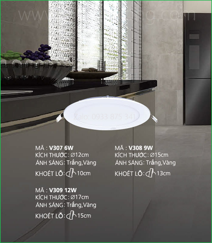 Đèn Led Siêu Mỏng V307-9W