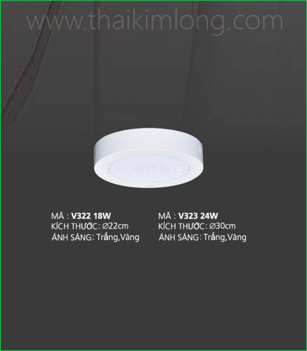 Đèn Ốp Trần Nổi Tròn V322-22W